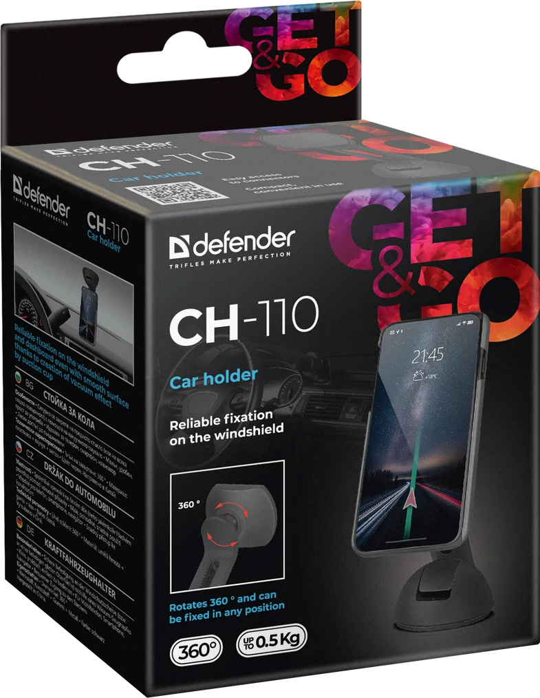 Suport Auto Defender CH-110 Magnetic cu Ventuza Negru thumb