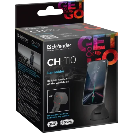 Suport Auto Defender CH-110 Magnetic cu Ventuza Negru