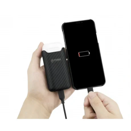 Suport Dock Incarcare Pitaka Air Pal Wireless pentru Apple Airpods 1/2 1200mAh Negru