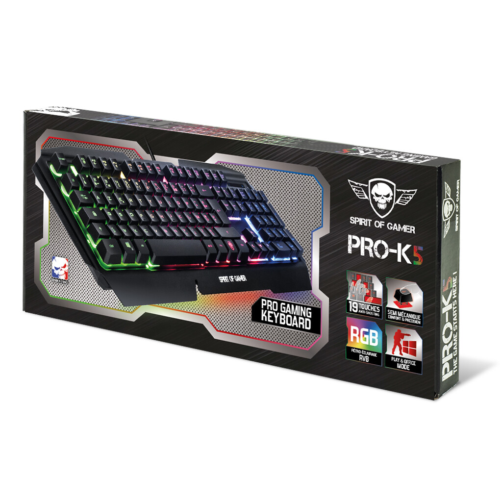 Tastatura Gaming Spirit of Gamer PRO-K5 Gaming RGB Qwerty Semi Mecanic Negru thumb