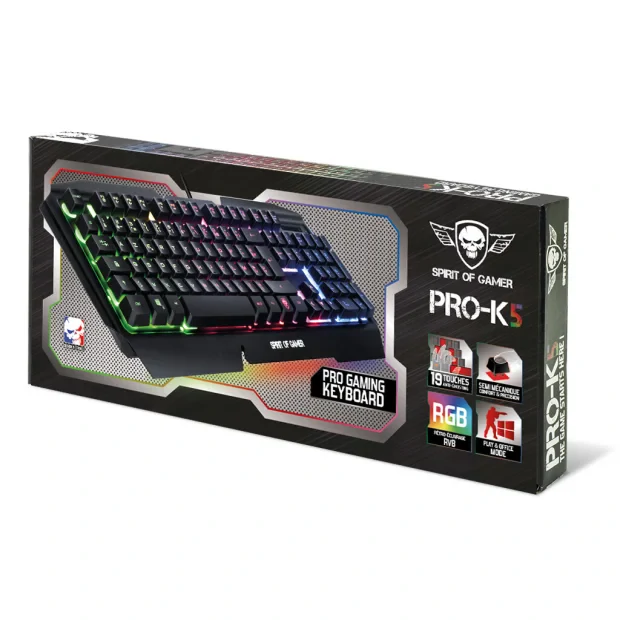 Tastatura Gaming Spirit of Gamer PRO-K5 Gaming RGB Qwerty Semi Mecanic Negru